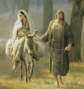 josé, esposo de maria, jose y maria sobre un burro hacia belen