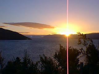 Luz, destello, amanecer, atardecer, sol, paisaje