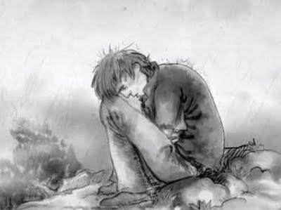 hombre en desesperacion, hombre triste, tristeza, fracaso, bosquejo