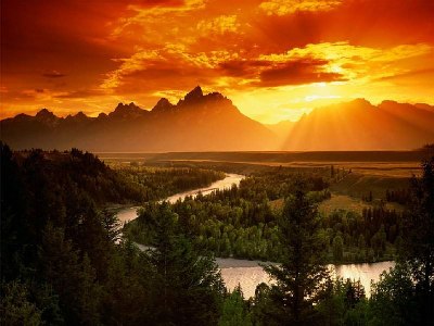 paisaje, atardecer