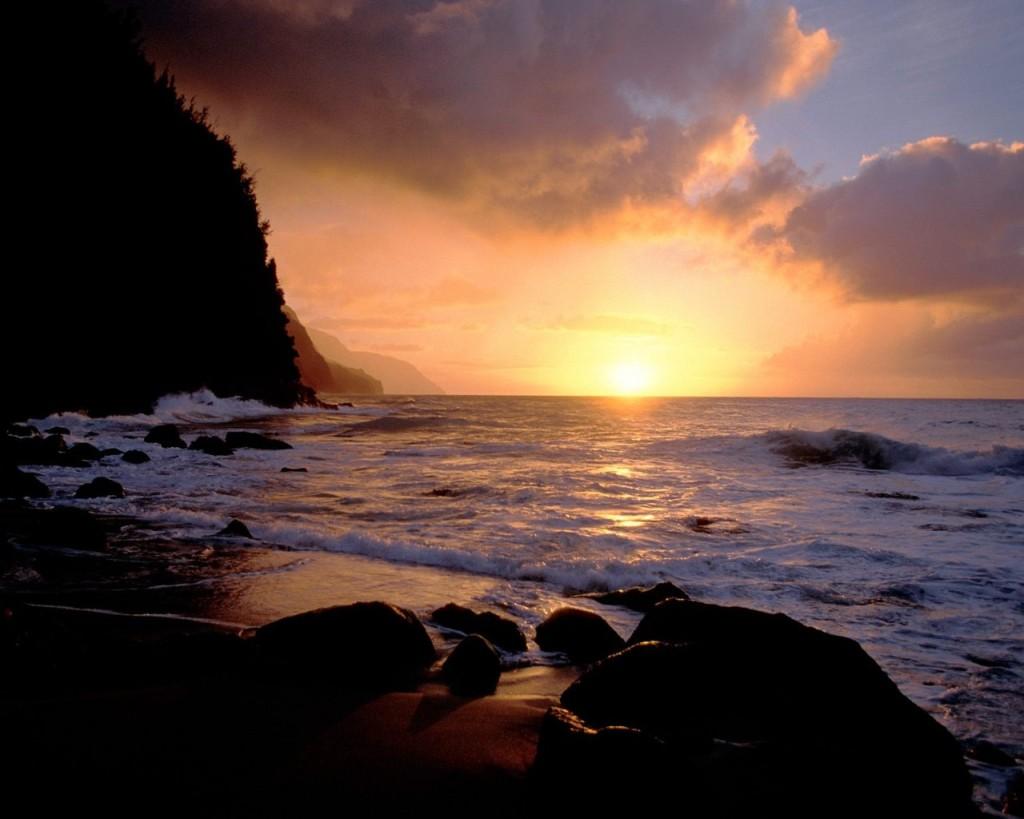 puesta de sol, atardecer, bosquejo, paisaje